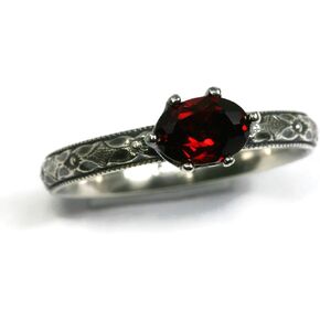 Salish Sea Inspirations Oval AA Grade Birthstone Ring Symmetrical Flower Vintage Silver E-W in Kuwait