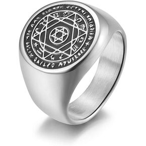 Sivler/Talisman Seal Solomon Hexagram 12 Constellation Rings Stainless Steel Engagement Band for Men Size 8-12 in Kuwait