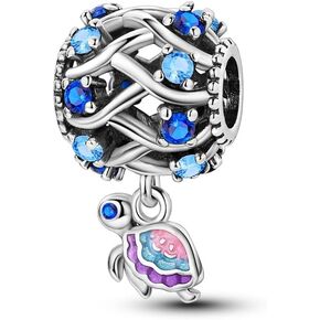 CYCUFF 925 Sterling Silver Charms Suitable for Bracelets Charms Beads, Charm Necklaces Jewellery Gift for Women Family Friends (Sea Wave Turtle Beads) in Kuwait