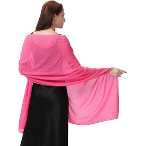 OurLore Elegant Sparkly Shawl Wrap Glitter Chiffon Lightweight Sheer Evening Rhinestone Scarf for Formal Events,Wedding,Party in Kuwait