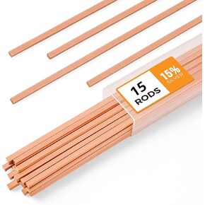 15pcs Brazing Rods AWS BCuP-5 15% Silver Solder Phos Copper Brazing Alloy Flat Welding Rods 0.050"x1/8"x10" for HVAC, Refrigeration, and Industrial Applications in Kuwait