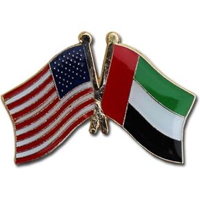 الولايات المتحدة الأمريكية الأمريكية والإمارات العربية المتحدة علم الدولة قبعة الدراجة دبوس طية صدر السترة in Kuwait