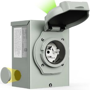 Rophor 50 Amp Generator Power Inlet Box, NEMA SS2-50P Power Inlet Box for 3 Prong Generator Cord, 125/250 Volt, 12500 Watts, Weatherproof, Outdoor Use, ETL Listed in Kuwait