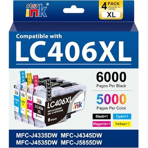 Starink LC406 LC406XL Ink Cartridges Replacement for Brother Printer LC406XL 406 Compatible with MFC-J4335DW MFC-J5855DW MFC-J6555DW MFC-J4535DW MFC-J6955DW MFC-J4345DW MFC-J5955DW, 4 Pack BKCMY in Kuwait
