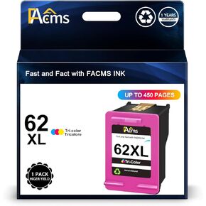 62XL Color Ink Cartridge Replacement for HP Ink 62 XL 62 Ink Work with HP Envy 7640 7645 5660 5540 5640 OfficeJet 5740 8040 OfficeJet 250 200 (1 Pack) in Kuwait