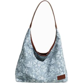 Leather Crescent Purse for Women Large Capacity Slouchy Bag Tote Handbag with Stylish Flowers Print College Work Satchel Bag in Kuwait
