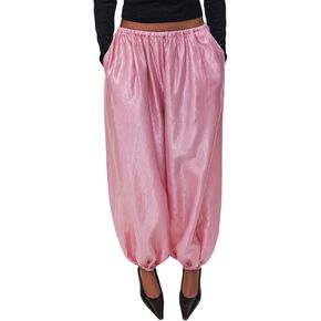 YOOTIKO Womens Satin Pants Elastic High Waisted Dressy Silk Harem Pants Casual Balloon Slack Trousers in Kuwait