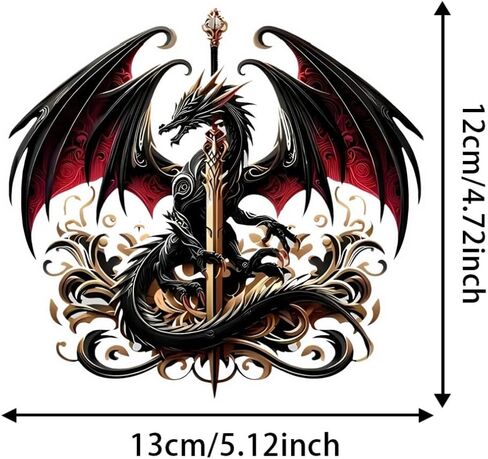 2PC Dragon & Sword Vinyl Decals 5.12"x4.72" Waterproof, Self-Adhesive Stickers for Cars, Laptops, Trucks, Motorcycles - Scratch Cover & Door Accent |BZ83 in Saudi Arabia