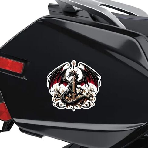 2PC Dragon & Sword Vinyl Decals 5.12"x4.72" Waterproof, Self-Adhesive Stickers for Cars, Laptops, Trucks, Motorcycles - Scratch Cover & Door Accent |BZ83 in Saudi Arabia