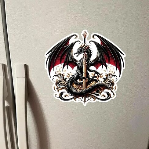 2PC Dragon & Sword Vinyl Decals 5.12"x4.72" Waterproof, Self-Adhesive Stickers for Cars, Laptops, Trucks, Motorcycles - Scratch Cover & Door Accent |BZ83 in Saudi Arabia