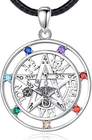 Vito Sterling Silver Tetragrammaton Necklace for Women Men, Tetragramaton Amuleto de lata 925 Necklaces Chakra Pentagram Pendant Jewelry, 24" in Kuwait