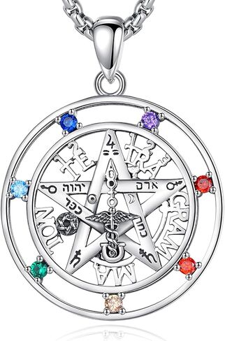 Vito Sterling Silver Tetragrammaton Necklace for Women Men, Tetragramaton Amuleto de lata 925 Necklaces Chakra Pentagram Pendant Jewelry, 24" in Saudi Arabia