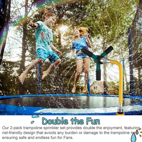 2Pcs Outdoor Trampoline Set for Kids, 360° Auto Trampoline Sprinkler &LED Trampoline Lights for 12Ft Trampoline, Waterproof, LED Trampoline Light Sprinkler Set, Outdoor Trampoline Backyard Water Park in Kuwait