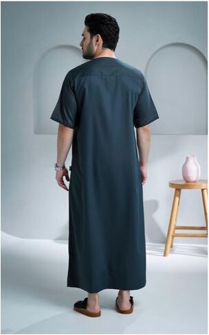 Amoura Dark Grey Half Sleeve Thobe Jubba in Saudi Arabia