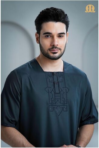Amoura Dark Grey Half Sleeve Thobe Jubba in Saudi Arabia