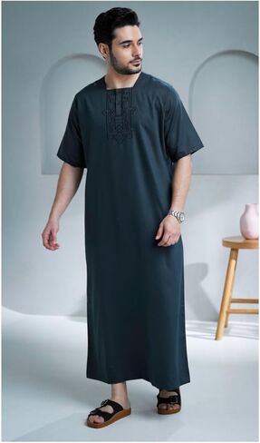 Amoura Dark Grey Half Sleeve Thobe Jubba in Saudi Arabia