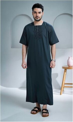 Amoura Dark Grey Half Sleeve Thobe Jubba in Saudi Arabia