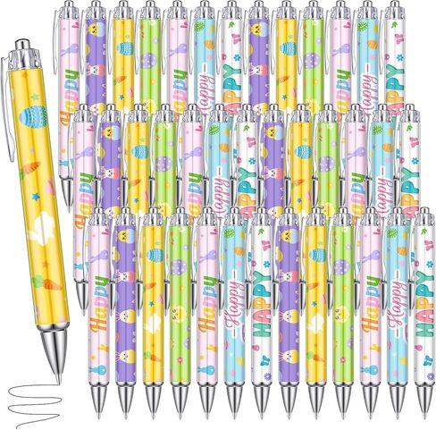 50 Pcs Easter Ballpoint Pens Gifts Cute Bunny Egg Carrot Rabbit Retractable Gel Ink Ballpoint Pens Bulk for Easter Egg Fillers Goodie Bag Stuffers Spring Birthday Party Favors Office Supplies Gifts in Saudi Arabia