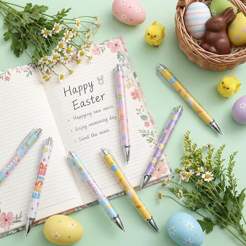 50 Pcs Easter Ballpoint Pens Gifts Cute Bunny Egg Carrot Rabbit Retractable Gel Ink Ballpoint Pens Bulk for Easter Egg Fillers Goodie Bag Stuffers Spring Birthday Party Favors Office Supplies Gifts in Saudi Arabia