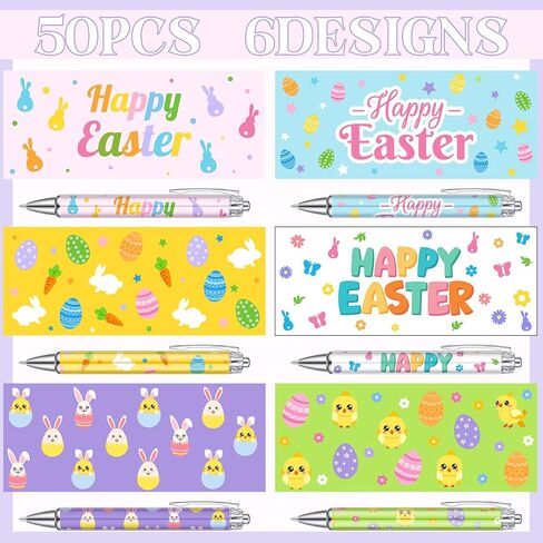 50 Pcs Easter Ballpoint Pens Gifts Cute Bunny Egg Carrot Rabbit Retractable Gel Ink Ballpoint Pens Bulk for Easter Egg Fillers Goodie Bag Stuffers Spring Birthday Party Favors Office Supplies Gifts in Saudi Arabia