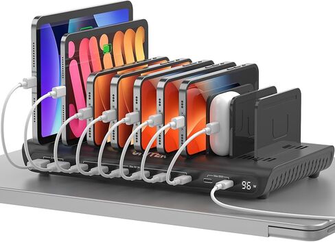 Unitek Charging Station for Multiple Devices, USB Charging Dock with Adjustable Dividers, QC 3.0 and SmartIC, iPhone, iPad, Tablet Organizer Stand-(UL Certified) in Kuwait