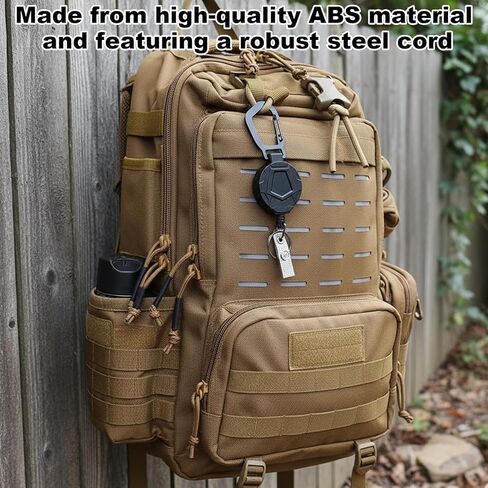 Retractable Keychain, Heavy Duty Badge Reels with Secure Carabiner Clip, Professional Access Solution for Maintenance Engineers and Outdoor Activities, Black 2-Pack in Kuwait