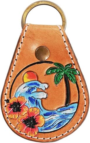 Merbaa Cowhide hand tooled leather key chain keyring in Saudi Arabia
