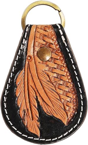 Merbaa Cowhide hand tooled leather key chain keyring in Saudi Arabia