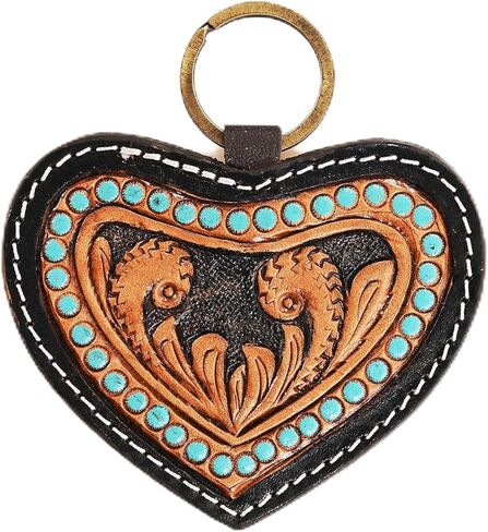Merbaa Cowhide hand tooled leather key chain keyring in Saudi Arabia