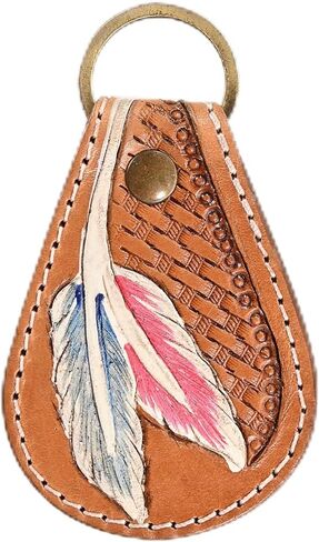 Merbaa Cowhide hand tooled leather key chain keyring in Saudi Arabia