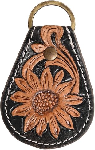 Merbaa Cowhide hand tooled leather key chain keyring in Saudi Arabia