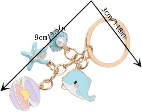 لطيف الحوت المفاتيح لحقائب الظهر ملحق كول صدف شرابة حقيبة السحر نجم البحر بالمينا حلقة رئيسية ديكور هدايا للنساء in Kuwait