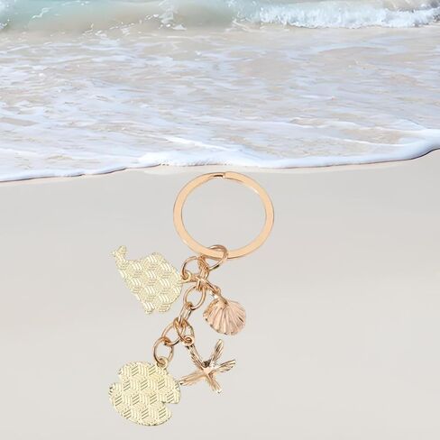 لطيف الحوت المفاتيح لحقائب الظهر ملحق كول صدف شرابة حقيبة السحر نجم البحر بالمينا حلقة رئيسية ديكور هدايا للنساء in Kuwait