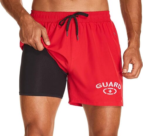 Adoretex Men's Guard Quick Dry Compression Liner Swim Trunks, Lightweight 4-Ways Stretch Boardshorts with Side Zipper Pockets in Saudi Arabia