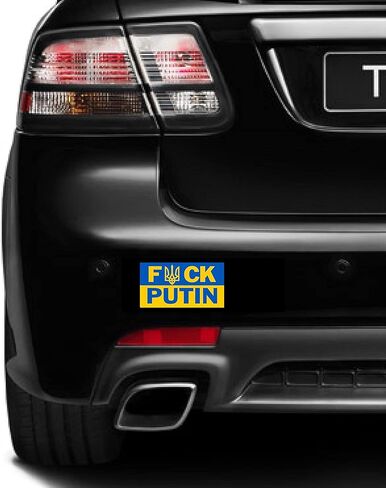 F*CK Putin Support Ukraine Flag Car Magnet Magnetic Bumper Sticker, Share w/Family & Friends - Political Sticker for Vehicle, Refrigerator - Funny Car Magnet Decal, Room & Wall Decor, Gift - 4.25"X8" in Saudi Arabia