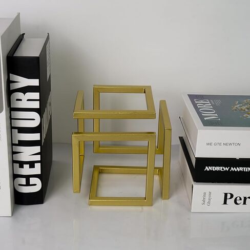 DreamsEden Geometric Cube Sculpture Gold Block Modern Statues Metal Art Decorative Desktop Ornaments in Saudi Arabia