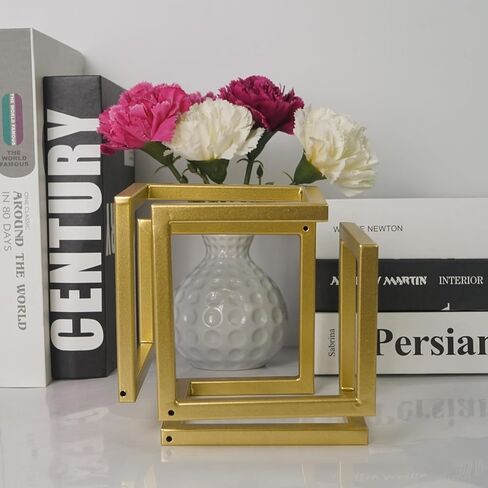 DreamsEden Geometric Cube Sculpture Gold Block Modern Statues Metal Art Decorative Desktop Ornaments in Saudi Arabia