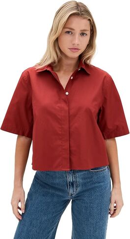 Vince Women's Short Sleeve Cropped Shirt in Kuwait