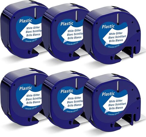 Labelife Replace for Dymo LetraTag Refills White Plastic 12mm x 4m 1/2" x 13' 91331 S0721660 LT Label Maker Tape Refills for DYMO Letra Tag LT-100H LT-100T Plus 200B QX50, 10-Pack in Kuwait
