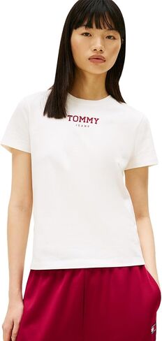 Tommy Jeans Women's Short Sleeve Essential Cotton Graphic T-Shirt with Printed Logo in Saudi Arabia