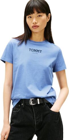 Tommy Jeans Women's Short Sleeve Essential Cotton Graphic T-Shirt with Printed Logo in Saudi Arabia