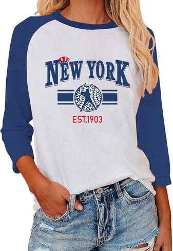 Baseball Shirt Women Baseball Season Graphic Tshirt Sports Team Fan Blouses Raglan Shirts 3/4 Sleeve Tops in Kuwait