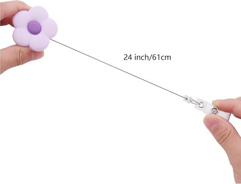 6Pcs Cute Flower Badge Holders, Colorful ID Badge Reel with 24 inch Retractable Clip for Nurse CNA Doctor in Kuwait