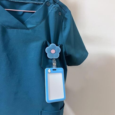 6Pcs Cute Flower Badge Holders, Colorful ID Badge Reel with 24 inch Retractable Clip for Nurse CNA Doctor in Kuwait