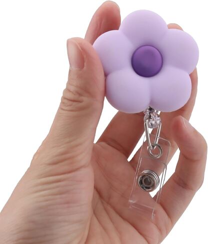 6Pcs Cute Flower Badge Holders, Colorful ID Badge Reel with 24 inch Retractable Clip for Nurse CNA Doctor in Kuwait