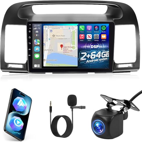 ستيريو سيارة Android 13 لسيارة Toyota Camry 2000 2001 2002 2003 2004 2005 2006 - [2+64G] راديو كامري بشاشة لمس 9 بوصة - Carplay لاسلكي وAndriod Auto - EQ، وصلة مرآة، واي فاي + كاميرا احتياطية AHD + ميكروفون in Kuwait