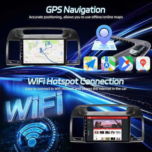 ستيريو سيارة Android 13 لسيارة Toyota Camry 2000 2001 2002 2003 2004 2005 2006 - [2+64G] راديو كامري بشاشة لمس 9 بوصة - Carplay لاسلكي وAndriod Auto - EQ، وصلة مرآة، واي فاي + كاميرا احتياطية AHD + ميكروفون in Kuwait