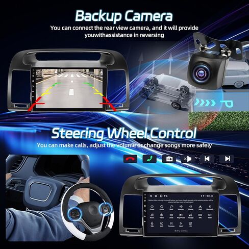 ستيريو سيارة Android 13 لسيارة Toyota Camry 2000 2001 2002 2003 2004 2005 2006 - [2+64G] راديو كامري بشاشة لمس 9 بوصة - Carplay لاسلكي وAndriod Auto - EQ، وصلة مرآة، واي فاي + كاميرا احتياطية AHD + ميكروفون in Kuwait