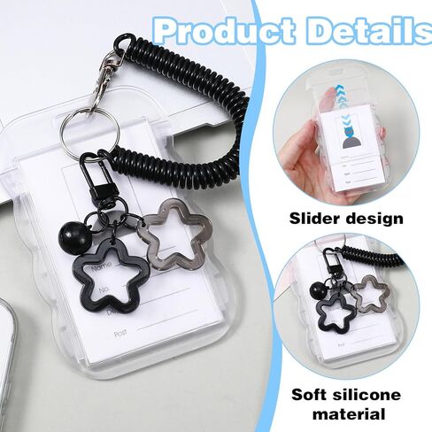 2 Pcs Cute Photocard Holder Keychain, Photocard Holder Keychain, Star Wave Photocards Keychains, Transparent Pc Holders, ID Card Holders Protective Sleeves for Bus Student Card Photo in Saudi Arabia