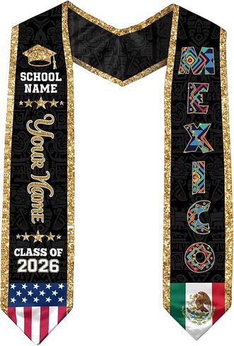 وشاح التخرج المكسيكي المخصص، وشاح العلم الأمريكي المكسيكي 2026، التخرج المكسيكي سرق فئة 2026 in Kuwait